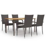 NNEVL 5 Piece Garden Dining Set Poly Rattan Brown