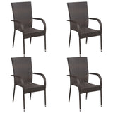 NNEVL 5 Piece Garden Dining Set Poly Rattan Brown