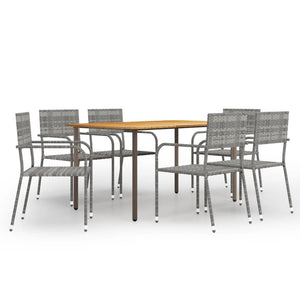 NNEVL 7 Piece Garden Dining Set Poly Rattan Anthracite