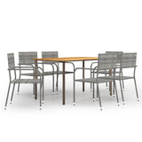 NNEVL 7 Piece Garden Dining Set Poly Rattan Anthracite