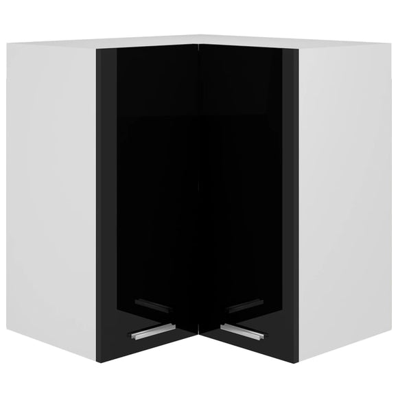 NNEVL Hanging Corner Cabinet High Gloss Black 57x57x60 cm Chipboard