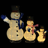NNEVL Decorative Christmas Snowman Family Figures with LED Luxury Fabric
