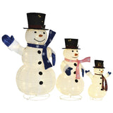 NNEVL Decorative Christmas Snowman Family Figures with LED Luxury Fabric