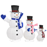 NNEVL Decorative Christmas Snowman Family Figures with LED Luxury Fabric