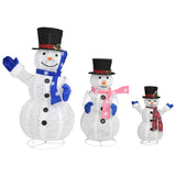 NNEVL Decorative Christmas Snowman Family Figures with LED Luxury Fabric