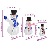 NNEVL Decorative Christmas Snowman Family Figures with LED Luxury Fabric