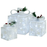 NNEVL Decorative Christmas Gift Boxes 3 pcs Silver Outdoor Indoor