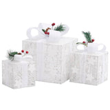 NNEVL Decorative Christmas Gift Boxes 3 pcs Silver Outdoor Indoor