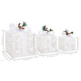 NNEVL Decorative Christmas Gift Boxes 3 pcs Silver Outdoor Indoor