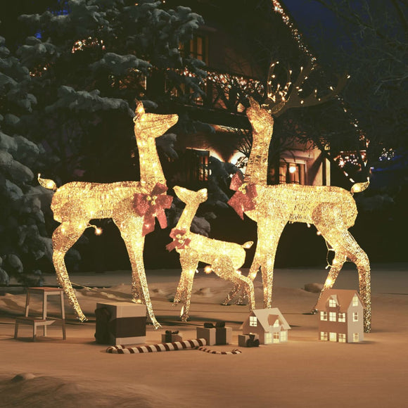 NNEVL Reindeer Family Christmas Decoration Gold 201 LEDs