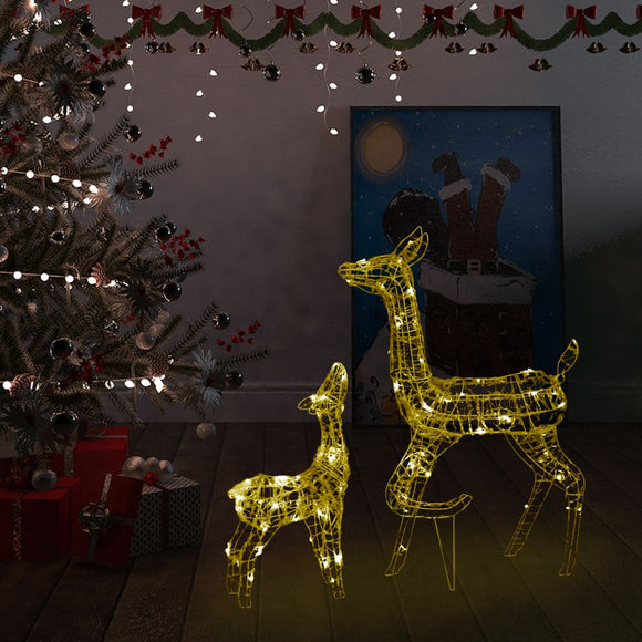 NNEVL Acrylic Reindeer Family Christmas Decoration 160 LED Warm White
