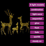 NNEVL Acrylic Reindeer Family Christmas Decoration 300 LED Warm White