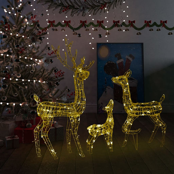 NNEVL Acrylic Reindeer Family Christmas Decoration 300 LED Warm White