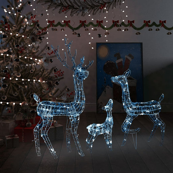 NNEVL Acrylic Reindeer Family Christmas Decoration 300 LED Cold White