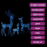 NNEVL Acrylic Reindeer Family Christmas Decoration 300 LED Blue