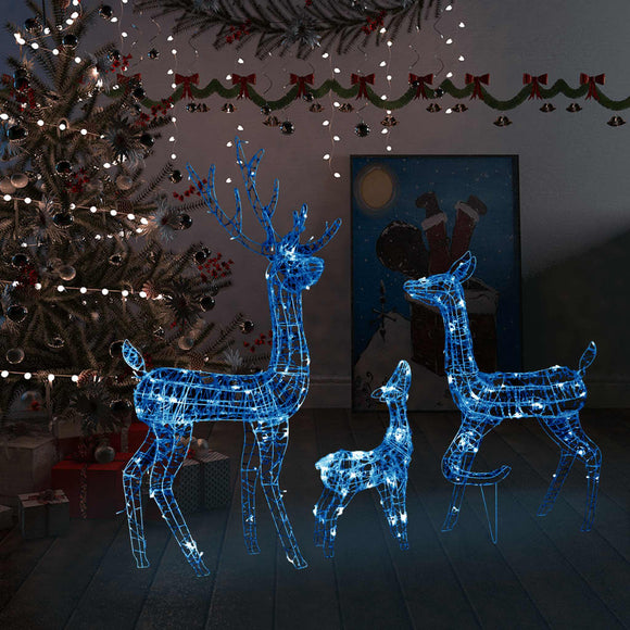 NNEVL Acrylic Reindeer Family Christmas Decoration 300 LED Blue