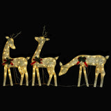 NNEVL Christmas Reindeer Family 270x7x90 cm Gold Warm White Mesh