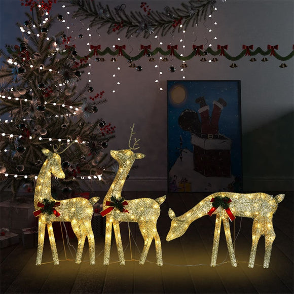 NNEVL Christmas Reindeer Family 270x7x90 cm Gold Warm White Mesh