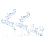 NNEVL Acrylic Christmas Flying Reindeer&Sleigh 260x21x87cm Cold White