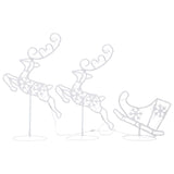 NNEVL Acrylic Christmas Flying Reindeer&Sleigh 260x21x87cm Cold White