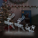 NNEVL Acrylic Christmas Flying Reindeer&Sleigh 260x21x87cm Cold White