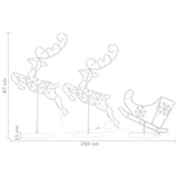 NNEVL Acrylic Christmas Flying Reindeer&Sleigh 260x21x87cm Colourful