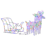 NNEVL Reindeers & Sleigh Christmas Decoration 160 LEDs 130 cm Acrylic