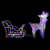 NNEVL Reindeers & Sleigh Christmas Decoration 160 LEDs 130 cm Acrylic