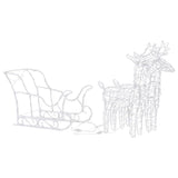 NNEVL Reindeers & Sleigh Christmas Decoration 160 LEDs 130 cm Acrylic