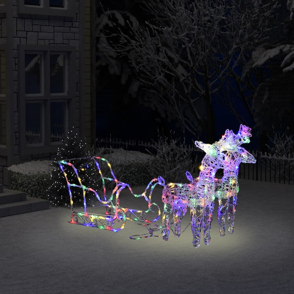 NNEVL Reindeers & Sleigh Christmas Decoration 160 LEDs 130 cm Acrylic