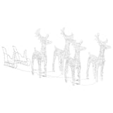 NNEVL Reindeers & Sleigh Christmas Decoration 280x28x55 cm Acrylic