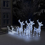 NNEVL Reindeers & Sleigh Christmas Decoration 280x28x55 cm Acrylic