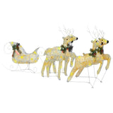 NNEVL Reindeer & Sleigh Christmas Decoration 100 LEDs Outdoor Gold