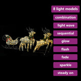 NNEVL Reindeer & Sleigh Christmas Decoration 100 LEDs Outdoor Gold