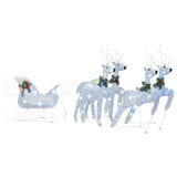 NNEVL Reindeer & Sleigh Christmas Decoration 100 LEDs Outdoor Silver