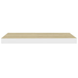NNEVL Floating Wall Shelf Oak and White 60x23.5x3.8 cm MDF