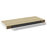 NNEVL Floating Wall Shelf Oak and White 60x23.5x3.8 cm MDF