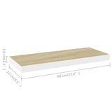 NNEVL Floating Wall Shelf Oak and White 60x23.5x3.8 cm MDF