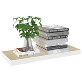 NNEVL Floating Wall Shelves 2 pcs Oak and White 60x23.5x3.8 cm MDF