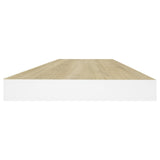 NNEVL Floating Wall Shelves 2 pcs Oak and White 60x23.5x3.8 cm MDF