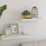 NNEVL Floating Wall Shelves 2 pcs Oak and White 60x23.5x3.8 cm MDF