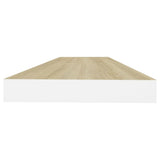 NNEVL Floating Wall Shelf Oak and White 80x23.5x3.8 cm MDF