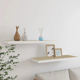 NNEVL Floating Wall Shelves 2 pcs Oak and White 80x23.5x3.8 cm MDF