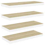NNEVL Floating Wall Shelves 4 pcs Oak and White 80x23.5x3.8 cm MDF