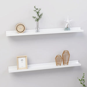 NNEVL Wall Shelves 2 pcs High Gloss White 80x9x3 cm