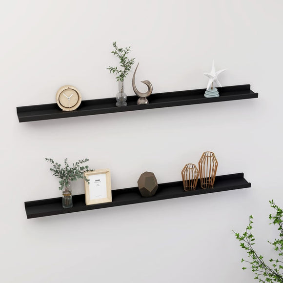 NNEVL Wall Shelves 2 pcs Black 100x9x3 cm