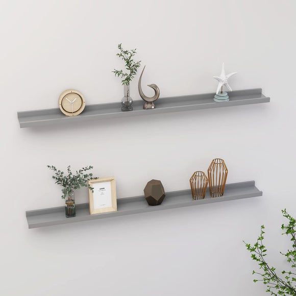 NNEVL Wall Shelves 2 pcs Grey 100x9x3 cm