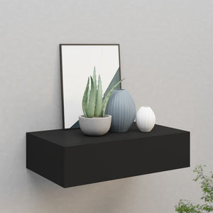 NNEVL Wall-mounted Drawer Shelf Black 40x23.5x10cm MDF