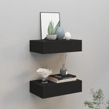 NNEVL Wall-mounted Drawer Shelves 2 pcs Black 40x23.5x10cm MDF