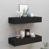 NNEVL Wall-mounted Drawer Shelves 2 pcs Black 60x23.5x10cm MDF